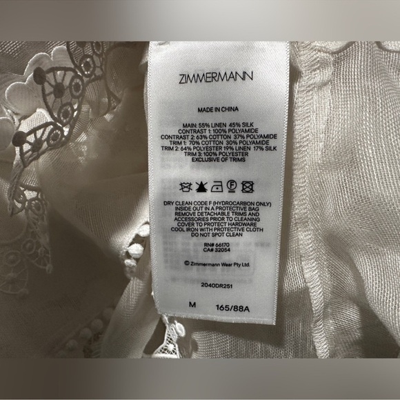 New Authentic Zimmermann Crush Heart Trim Long Sleeve Minidress Size Medium - Picture 11 of 16